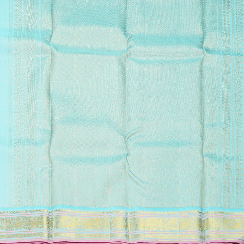 Hayagrivas Handloom Dark Green Kanjivaram Silk Saree with Ice Blue Border KBE2183A1-5