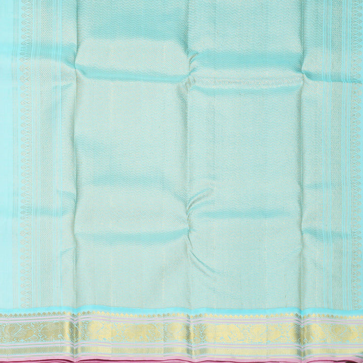 Hayagrivas Handloom Dark Green Kanjivaram Silk Saree with Ice Blue Border KBE2183A1-5