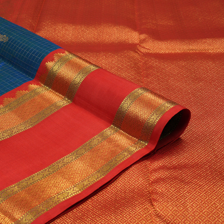 Hayagrivas Handloom Mayilkazhuthu Kanjivaram Silk Saree with Red Border KBE2185A8-1