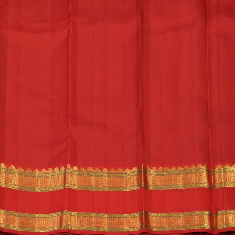 Hayagrivas Handloom Mayilkazhuthu Kanjivaram Silk Saree with Red Border KBE2185A8-1