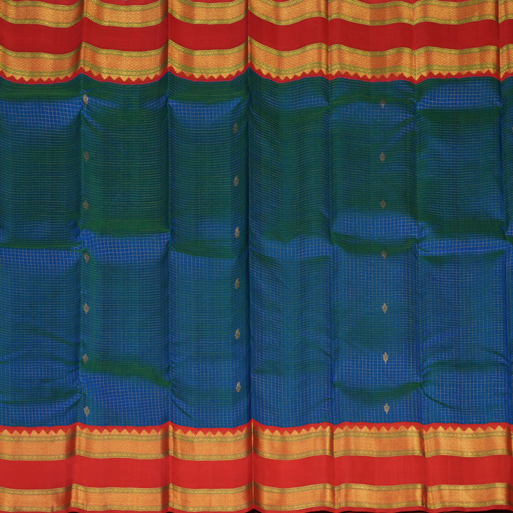 Hayagrivas Handloom Mayilkazhuthu Kanjivaram Silk Saree with Red Border KBE2185A8-1