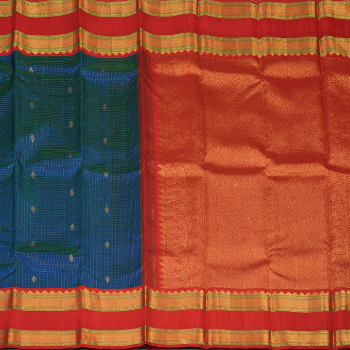 Hayagrivas Handloom Mayilkazhuthu Kanjivaram Silk Saree with Red Border KBE2185A8-1