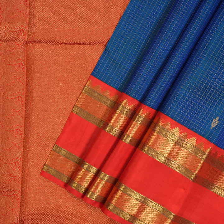 Hayagrivas Handloom Mayilkazhuthu Kanjivaram Silk Saree with Red Border KBE2185A8-1