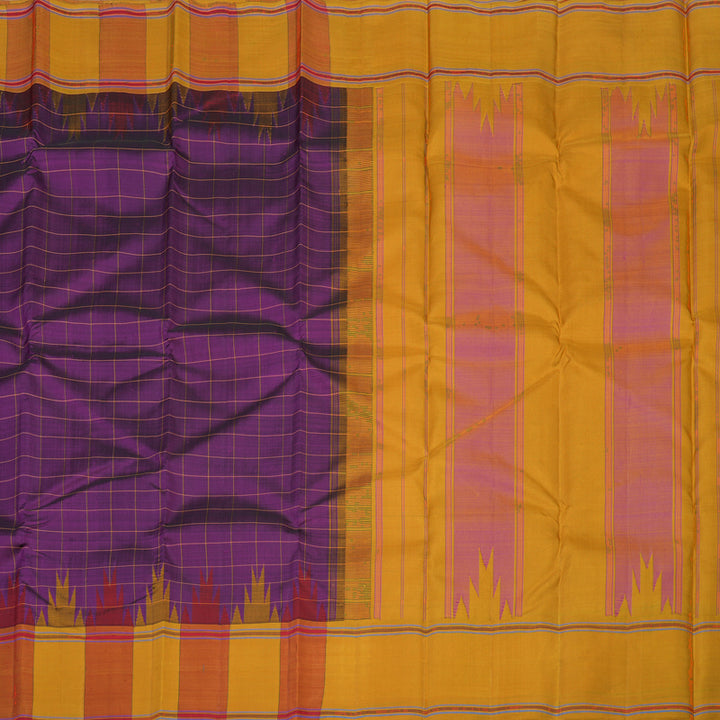 Hayagrivas Handloom Purple Kanjivaram Silk Saree KBE2185A9-1