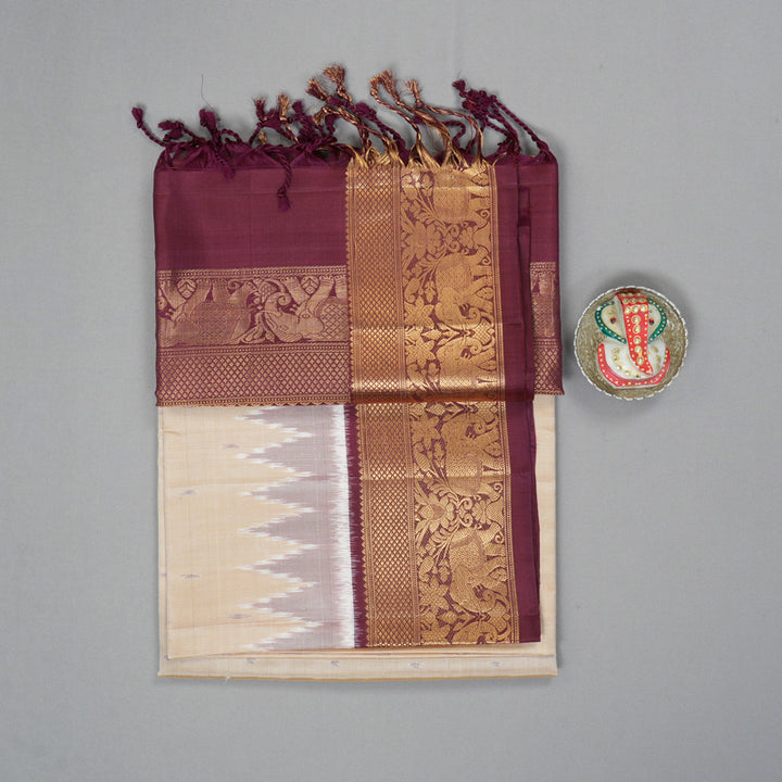 Hayagrivas Beige Handloom Soft Silk Saree KBE2189A1-4