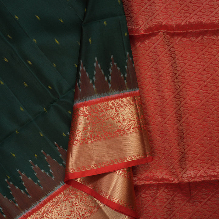 Hayagrivas Bottle Green Handloom Soft Silk Saree KBE2189A1-6