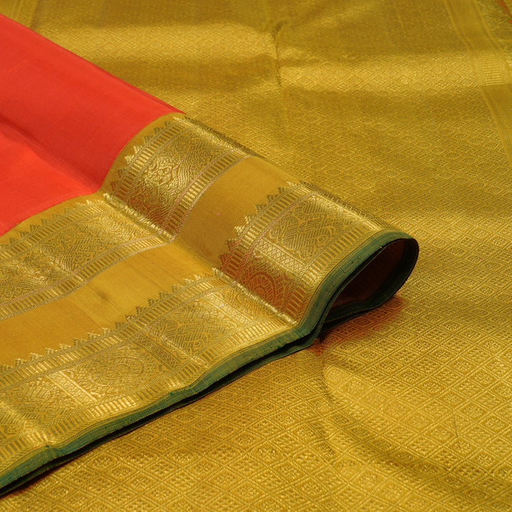 Hayagrivas Handloom Fanta Orange Kanjivaram Silk Saree with Gold Border KBE2193A2-1