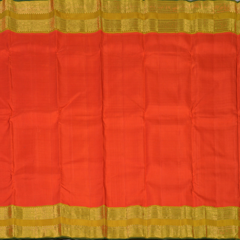 Hayagrivas Handloom Fanta Orange Kanjivaram Silk Saree with Gold Border KBE2193A2-1