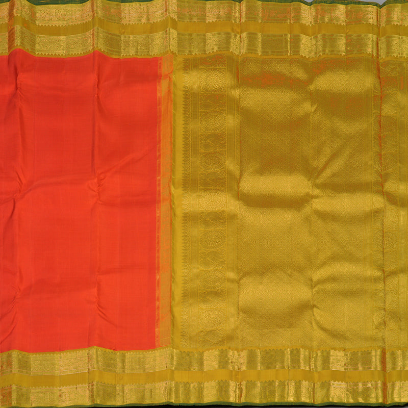 Hayagrivas Handloom Fanta Orange Kanjivaram Silk Saree with Gold Border KBE2193A2-1