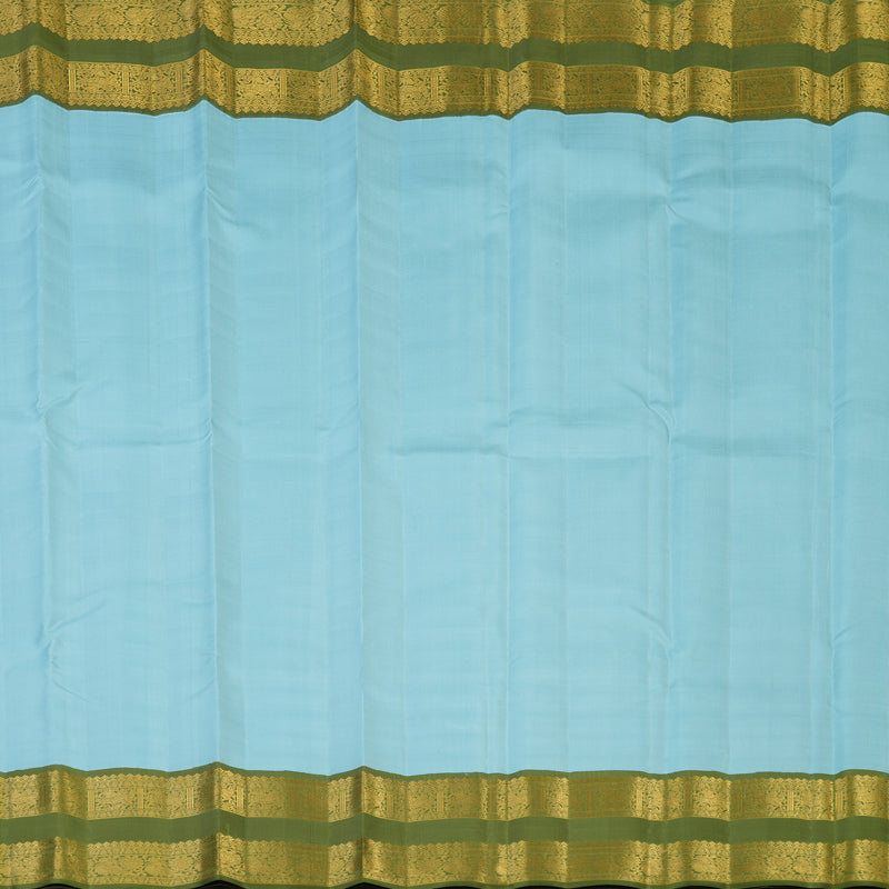 Hayagrivas Handloom Powder Blue Kanjivaram Silk Saree with Mild Mehandi Green Border KBE2193A2-2