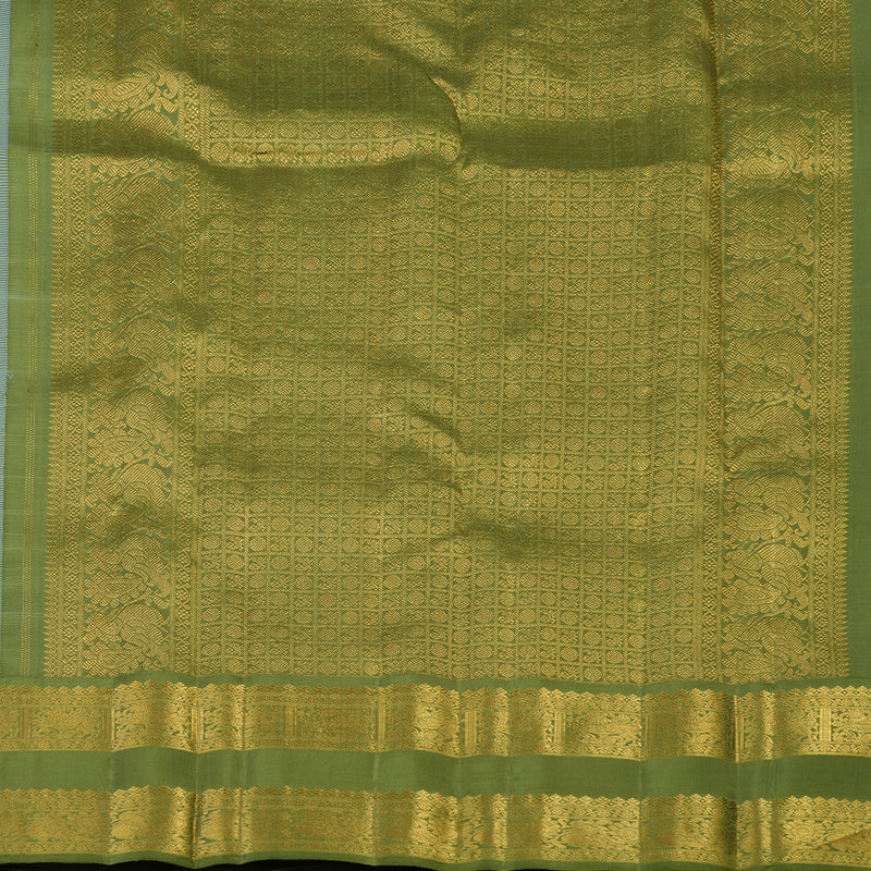 Hayagrivas Handloom Powder Blue Kanjivaram Silk Saree with Mild Mehandi Green Border KBE2193A2-2