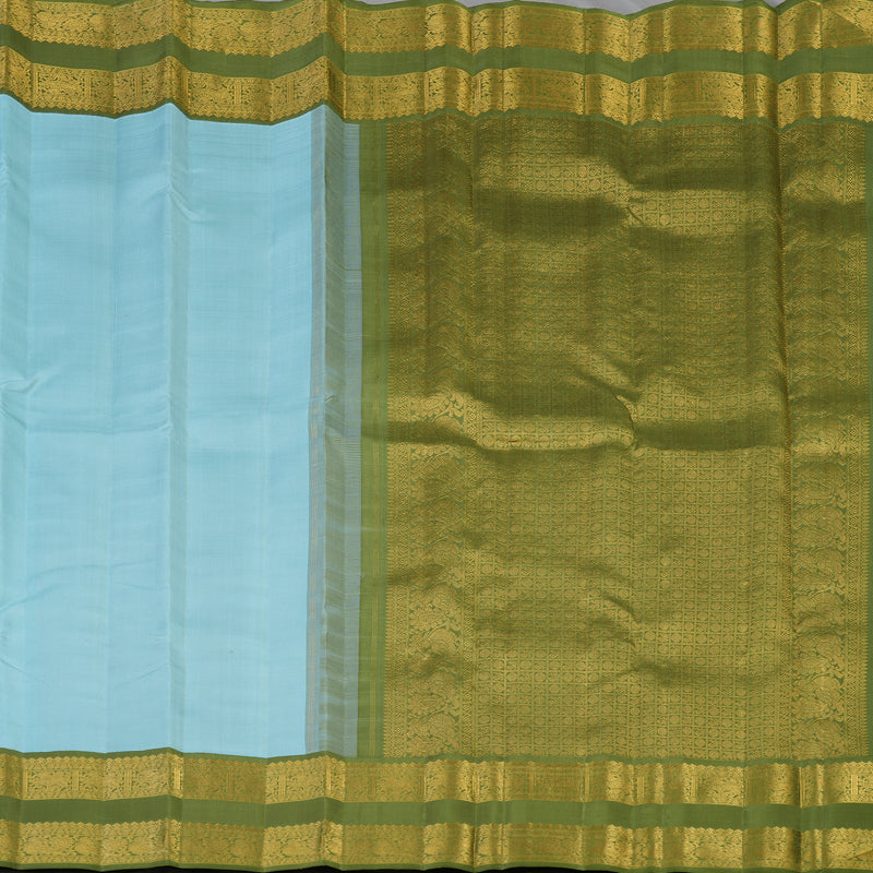 Hayagrivas Handloom Powder Blue Kanjivaram Silk Saree with Mild Mehandi Green Border KBE2193A2-2