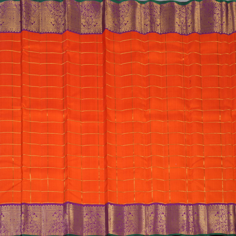 Hayagrivas Handloom Fanta Orange Kanjivaram Silk Saree with Purple Border KBE2193A5-2