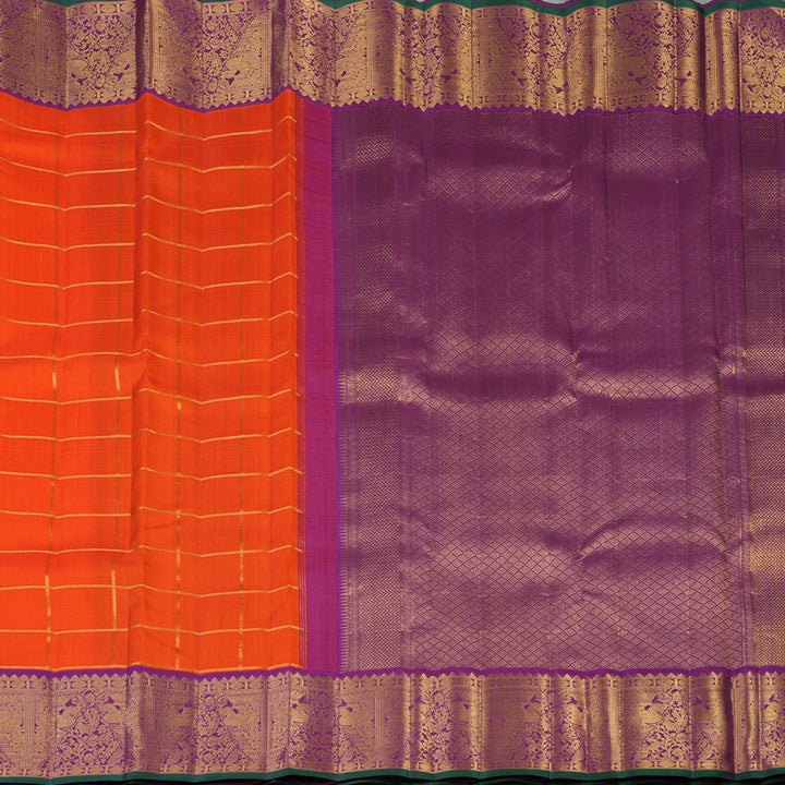 Hayagrivas Handloom Fanta Orange Kanjivaram Silk Saree with Purple Border KBE2193A5-2