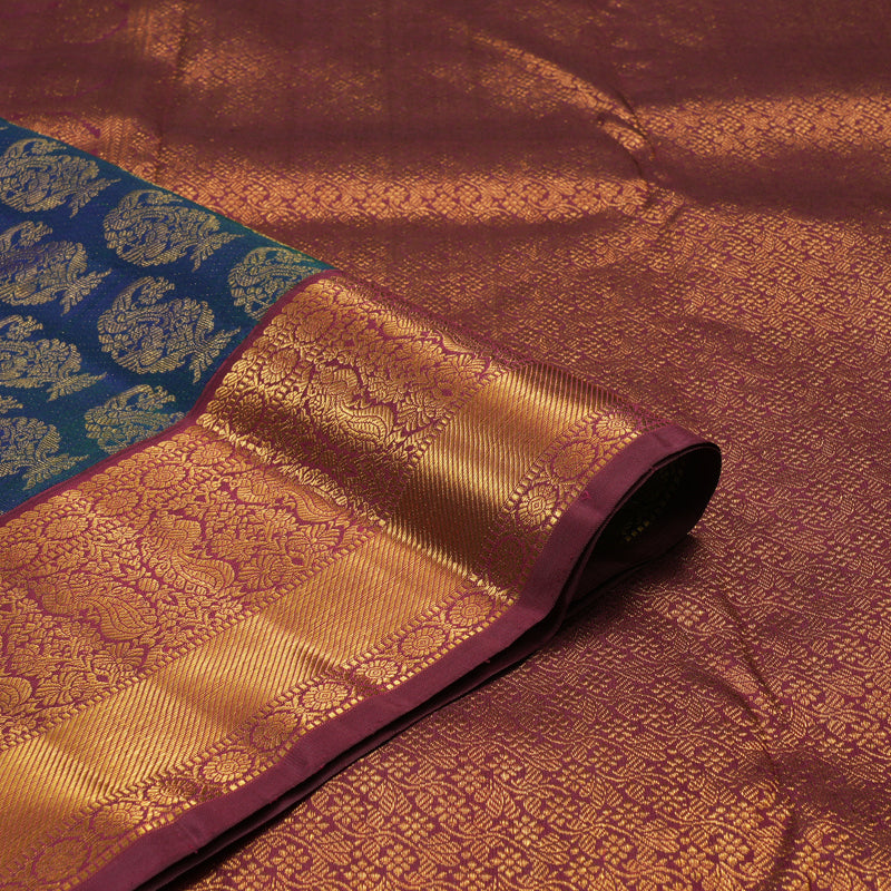 Hayagrivas Handloom Mayilkazhuthu Kanjivaram Silk Saree with Maroon Border KBE2193A6-1