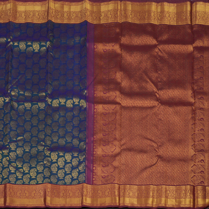 Hayagrivas Handloom Mayilkazhuthu Kanjivaram Silk Saree with Maroon Border KBE2193A6-1
