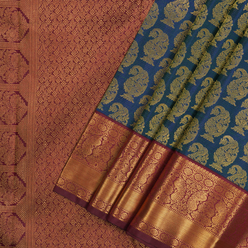 Hayagrivas Handloom Mayilkazhuthu Kanjivaram Silk Saree with Maroon Border KBE2193A6-1
