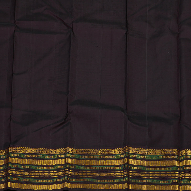 Hayagrivas Handloom Half-White Kanjivaram Silk Saree with Kanchana Brown Border KBE2194A13-1