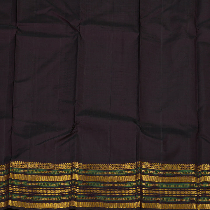 Hayagrivas Handloom Half-White Kanjivaram Silk Saree with Kanchana Brown Border KBE2194A13-1