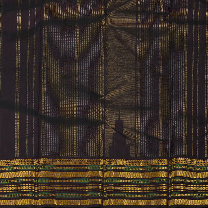 Hayagrivas Handloom Half-White Kanjivaram Silk Saree with Kanchana Brown Border KBE2194A13-1