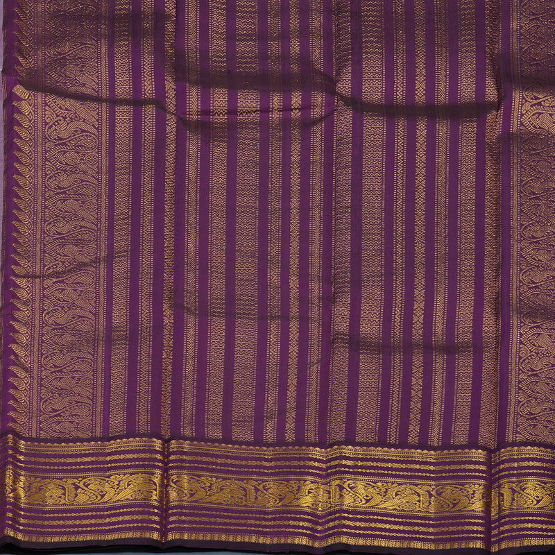Hayagrivas Handloom Cream Kanjivaram Silk Saree with Purple Border KBE2194A19-1