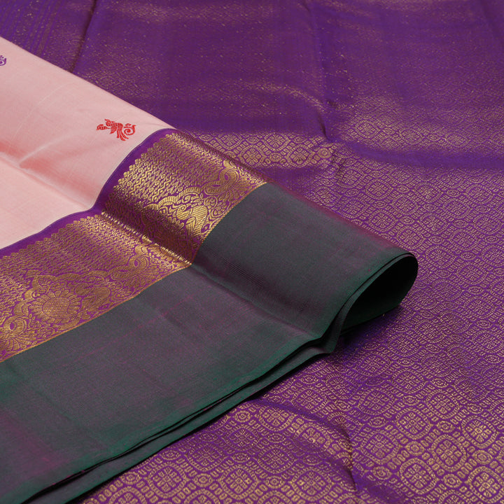 Hayagrivas Handloom Rose Pink Kanjivaram Silk Saree with Mayilkazhuthu Border KBE2194A24-1
