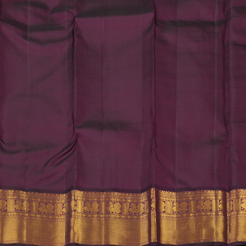 Hayagrivas Handloom Sandal Beige Kanjivaram Silk Saree with Deep Violet Border KBE2194A29-1