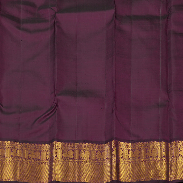 Hayagrivas Handloom Sandal Beige Kanjivaram Silk Saree with Deep Violet Border KBE2194A29-1