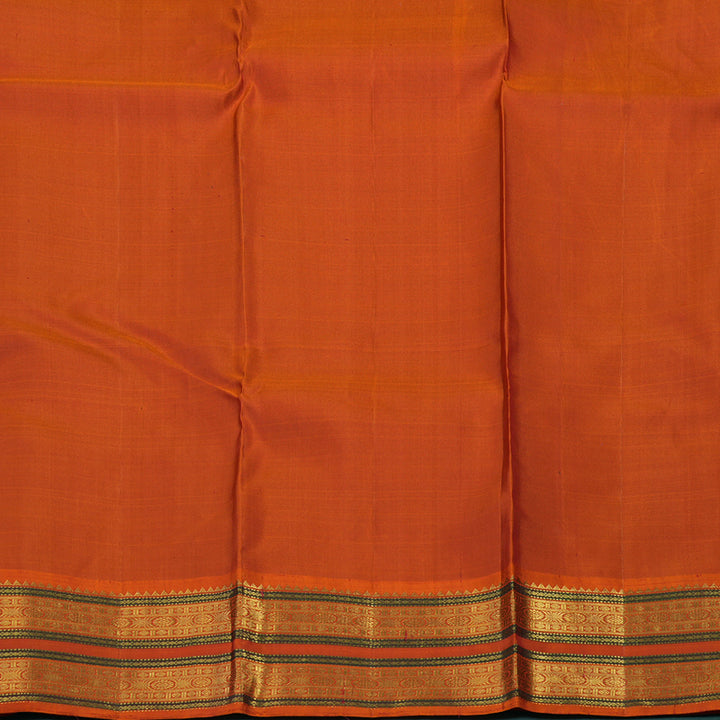 Hayagrivas Handloom Purplish-Blue Kanjivaram Silk Saree with Orange Border KBE2194A32-1
