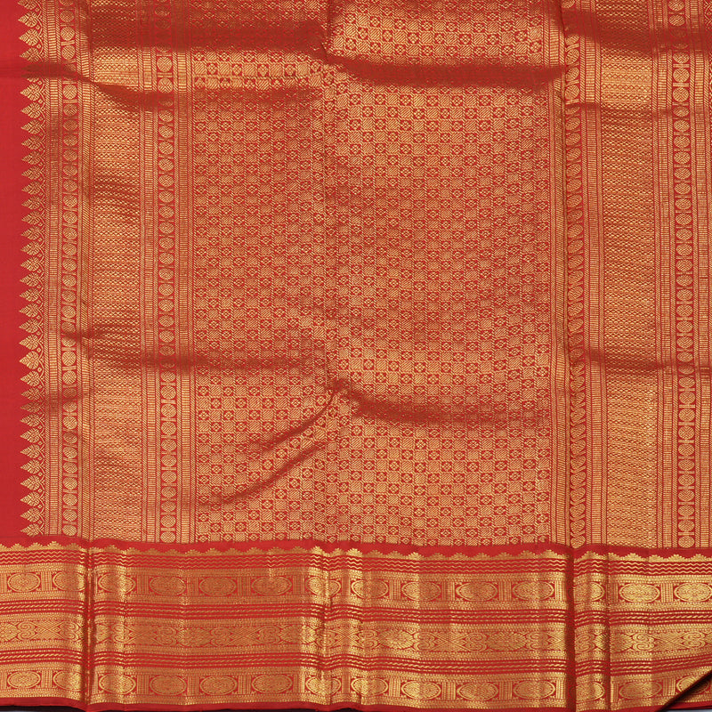 Hayagrivas Handloom Rama Green Kanjivaram Silk Saree with Red Border KBE2194A35-1