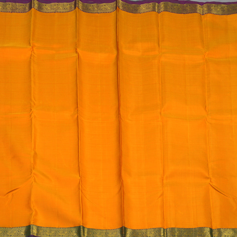Hayagrivas Handloom Orange Kanjivaram Silk Saree with Mayilkazhuthu Border KBE2194A4-1