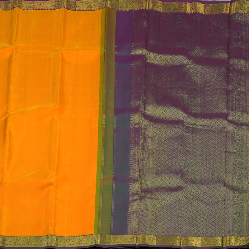 Hayagrivas Handloom Orange Kanjivaram Silk Saree with Mayilkazhuthu Border KBE2194A4-1