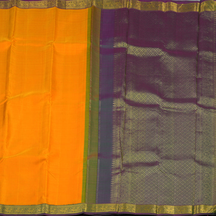 Hayagrivas Handloom Orange Kanjivaram Silk Saree with Mayilkazhuthu Border KBE2194A4-1