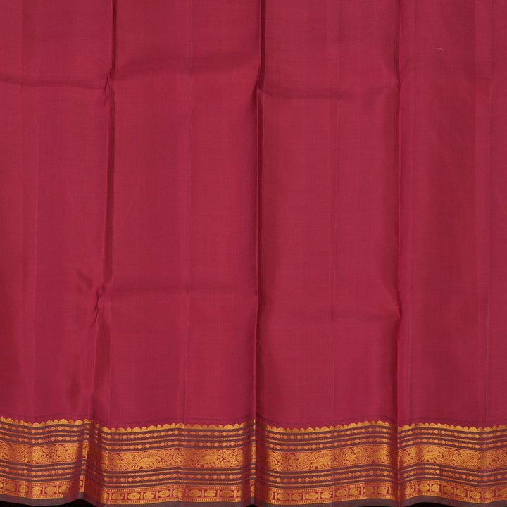 Hayagrivas Handloom Pista Green Kanjivaram Silk Saree with Maroon Border KBE2194A7-1