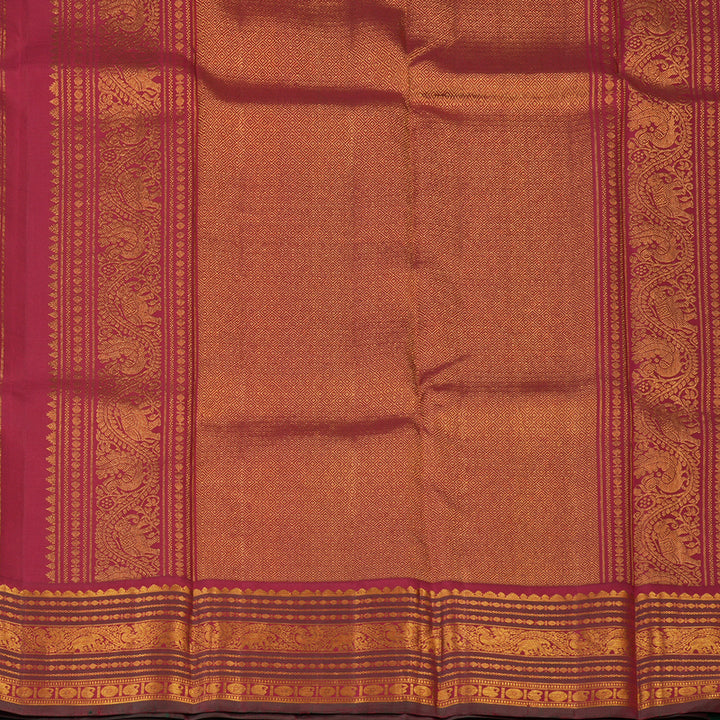 Hayagrivas Handloom Pista Green Kanjivaram Silk Saree with Maroon Border KBE2194A7-1