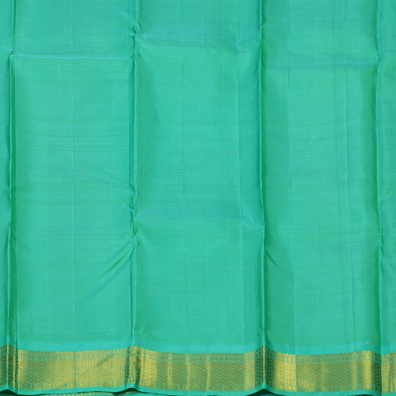 Hayagrivas Handloom Mambazham Orange Kanjivaram Silk Saree with Aqua Green Border KBE2197A3-1