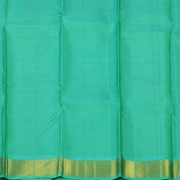 Hayagrivas Handloom Mambazham Orange Kanjivaram Silk Saree with Aqua Green Border KBE2197A3-1