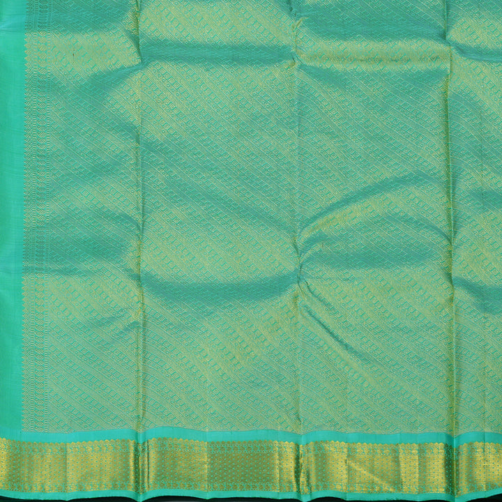 Hayagrivas Handloom Mambazham Orange Kanjivaram Silk Saree with Aqua Green Border KBE2197A3-1