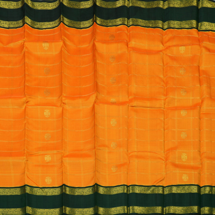 Hayagrivas Handloom Mambazham Orange Kanjivaram Silk Saree with Bottle Green Border KBE2197A7-1