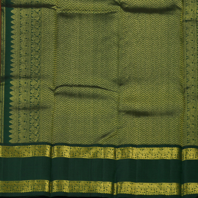 Hayagrivas Handloom Mambazham Orange Kanjivaram Silk Saree with Bottle Green Border KBE2197A7-1