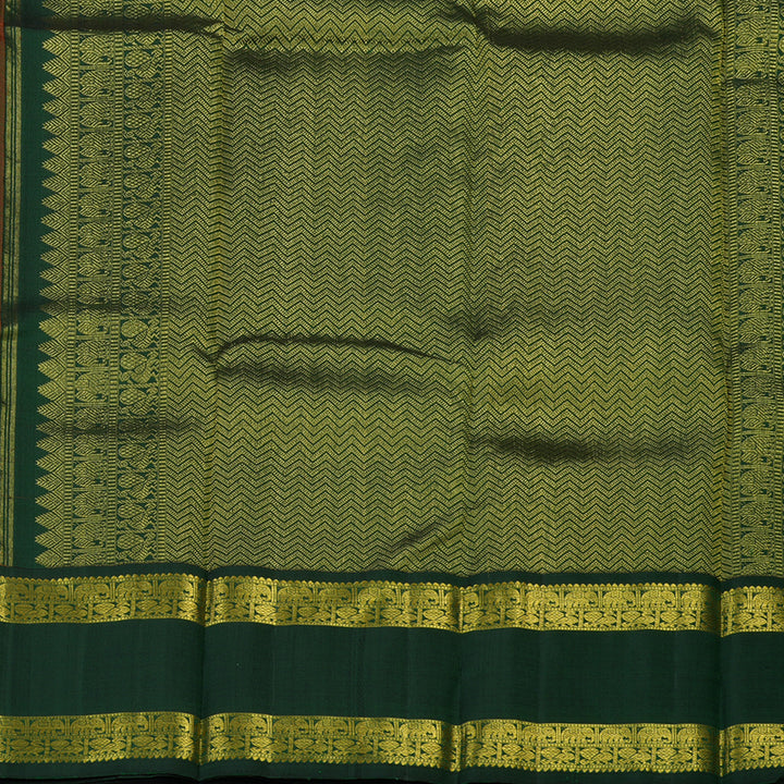 Hayagrivas Handloom Mambazham Orange Kanjivaram Silk Saree with Bottle Green Border KBE2197A7-1