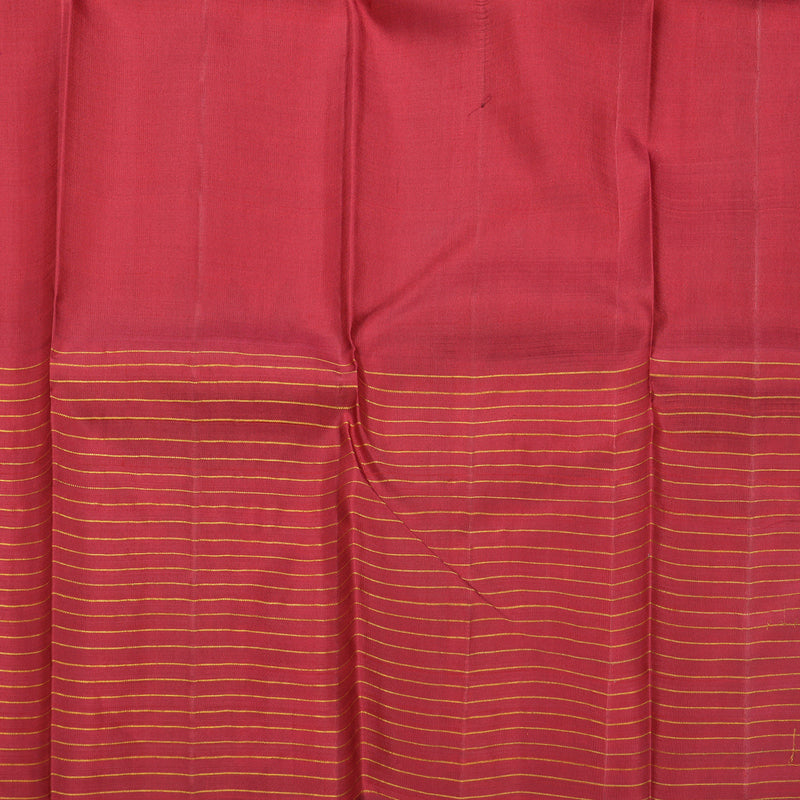 Hayagrivas Handloom Half-White Kanjivaram Silk Saree with Maroon &amp; Green Checks Border KBE2198A2-1
