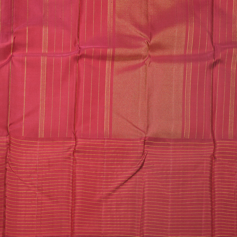 Hayagrivas Handloom Half-White Kanjivaram Silk Saree with Maroon &amp; Green Checks Border KBE2198A2-1