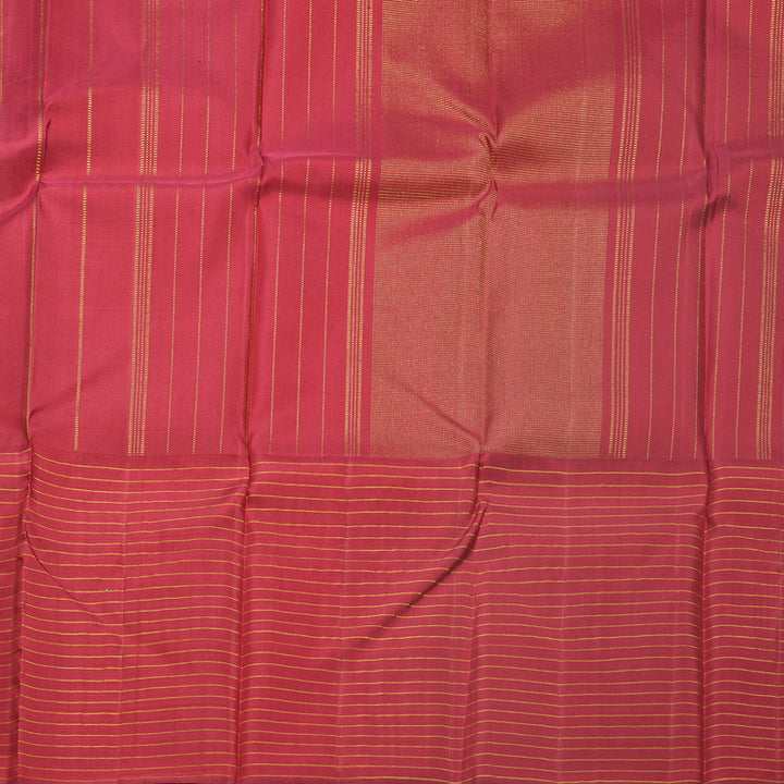 Hayagrivas Handloom Half-White Kanjivaram Silk Saree with Maroon &amp; Green Checks Border KBE2198A2-1