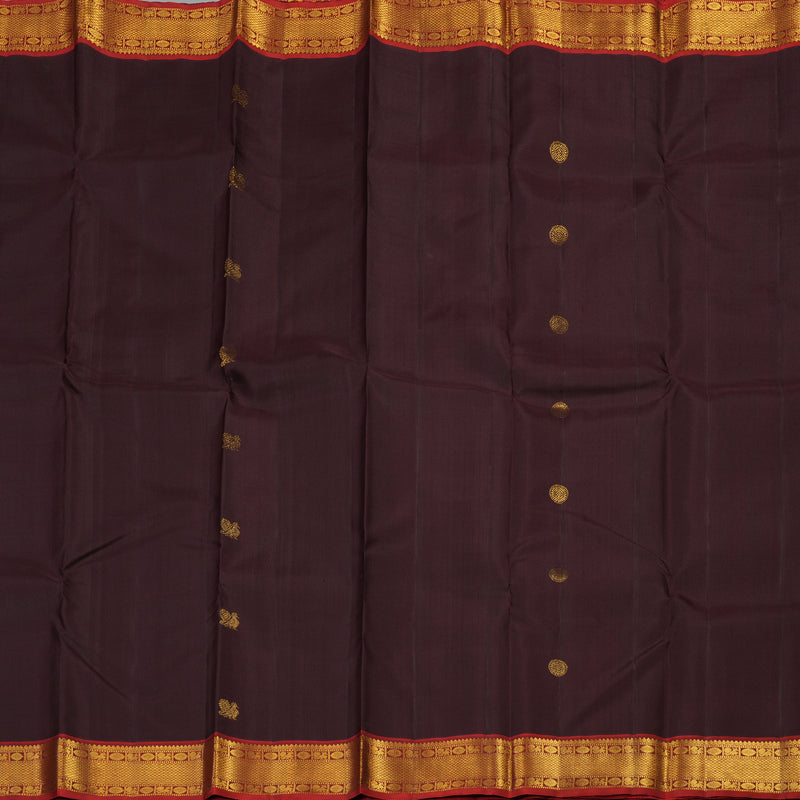 Hayagrivas Handloom Dark Brown with Wine Maroon  Kanjivaram Silk Saree KBE21D4-1