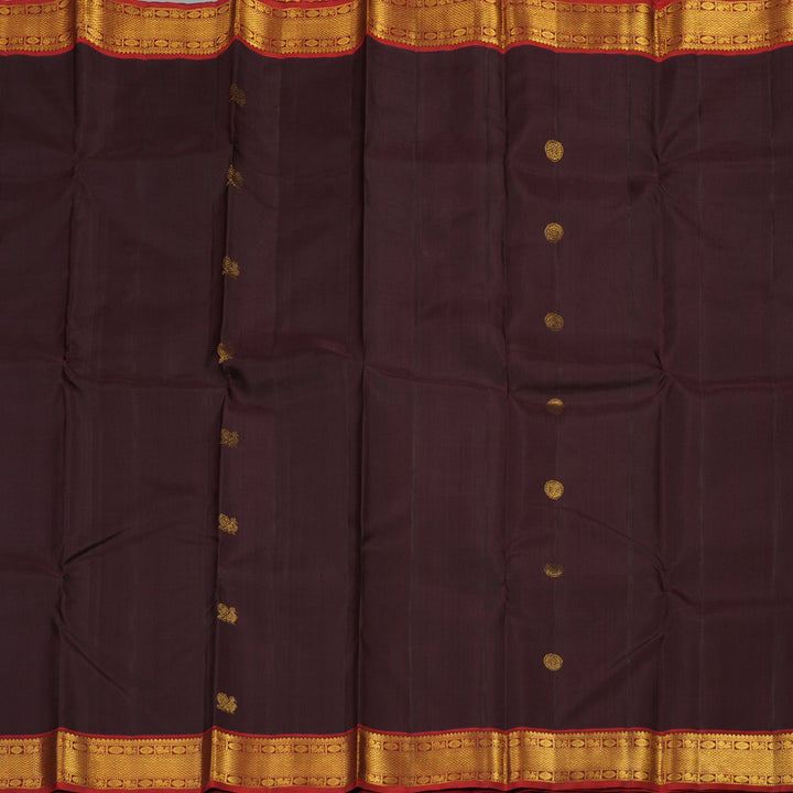 Hayagrivas Handloom Dark Brown with Wine Maroon  Kanjivaram Silk Saree KBE21D4-1