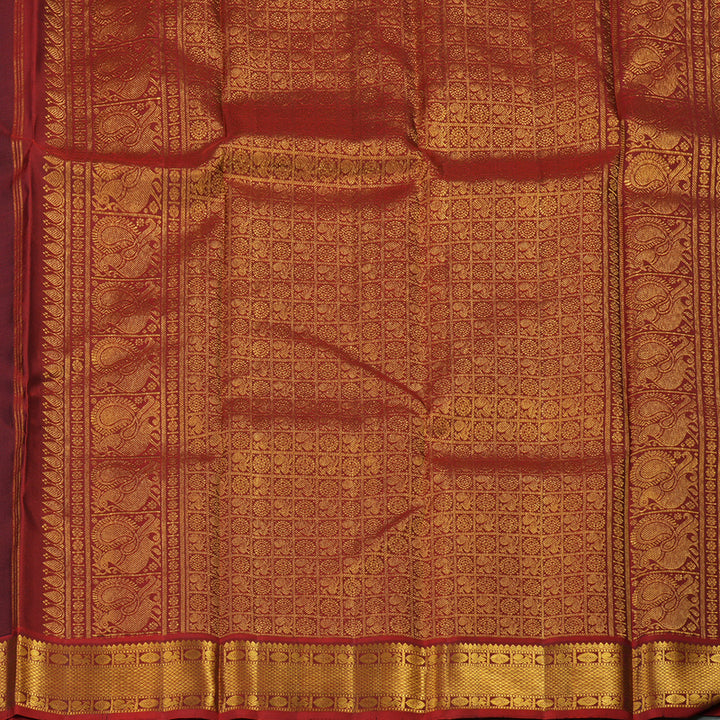 Hayagrivas Handloom Dark Brown with Wine Maroon  Kanjivaram Silk Saree KBE21D4-1