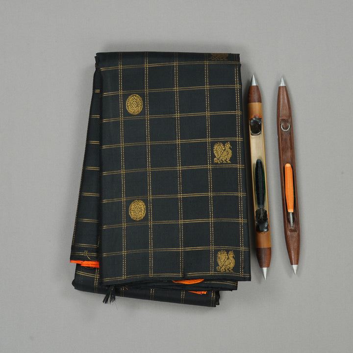 Hayagrivas Black Handloom Kanjivaram Silk Saree KBE21D4-3