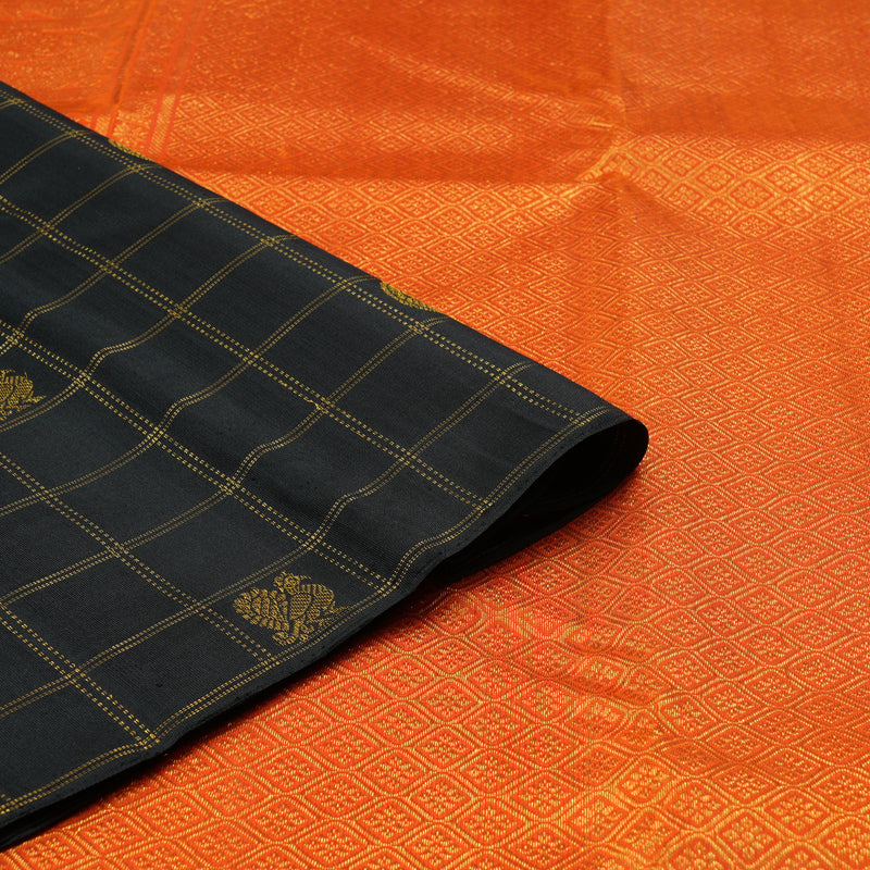 Hayagrivas Black Handloom Kanjivaram Silk Saree KBE21D4-3