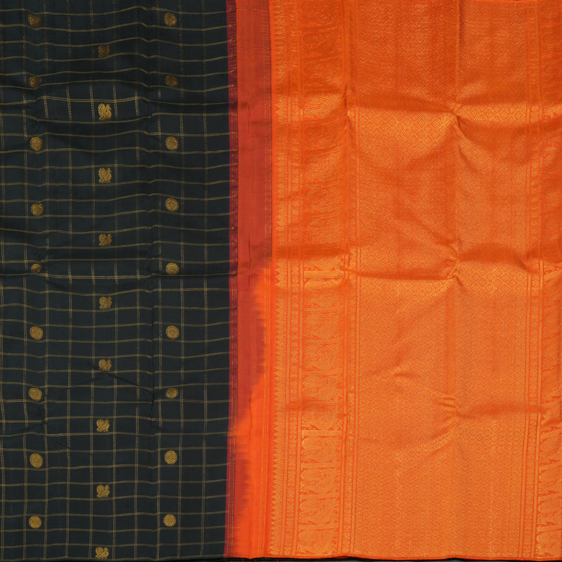 Hayagrivas Black Handloom Kanjivaram Silk Saree KBE21D4-3